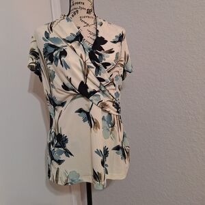 DKNY Floral, Short Sleeve Blouse - Size L